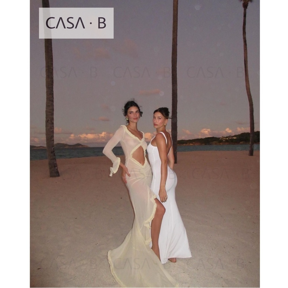 NEW💫to CASA B|“Glamour de Cannes” Mesh Cut-Out Frill Sheer Long Sleeve Lux Gown - Picture 4 of 17